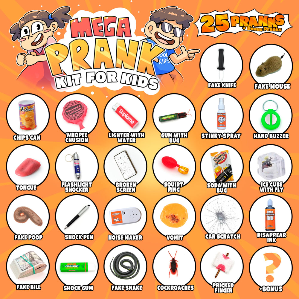 Dimrom Prank Kit gadgets laid out for easy gifting experiences