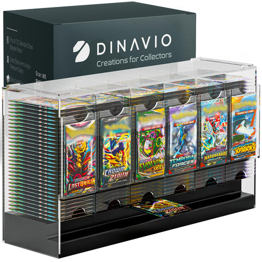 Dinavio Crafthouse 6-slot dispenser front view with black base and clear acrylic display