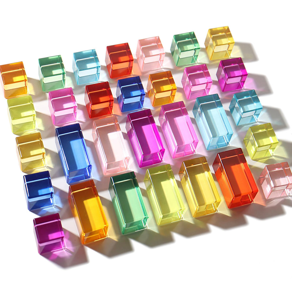 Dinhon Rainbow Gem Blocks cube shapes enhance color recognition and stacking