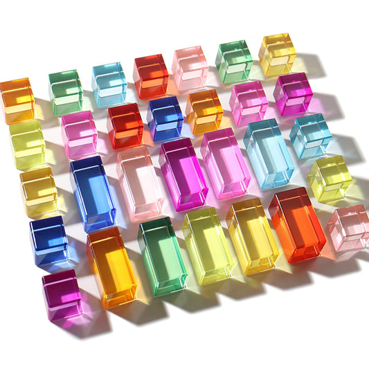 Dinhon Rainbow Gem Blocks cube shapes enhance color recognition and stacking