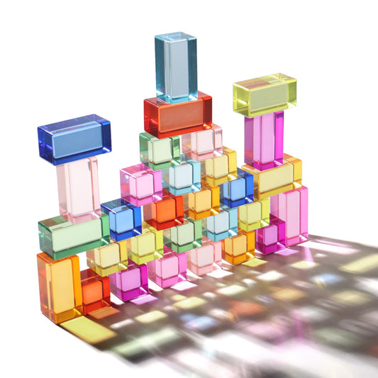 Dinhon Rainbow Gem Blocks long rectangle pieces glow for visual play