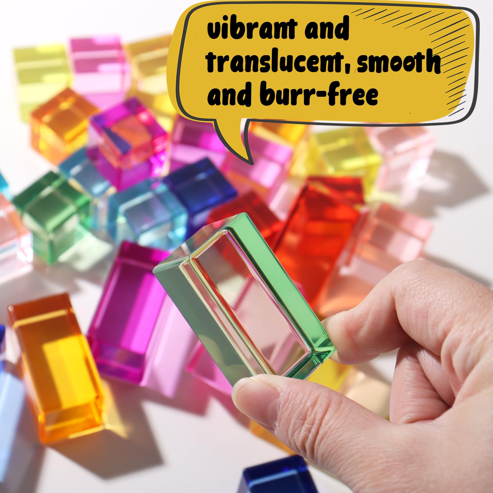 Dinhon Rainbow Gem Blocks easy to grasp for little hands