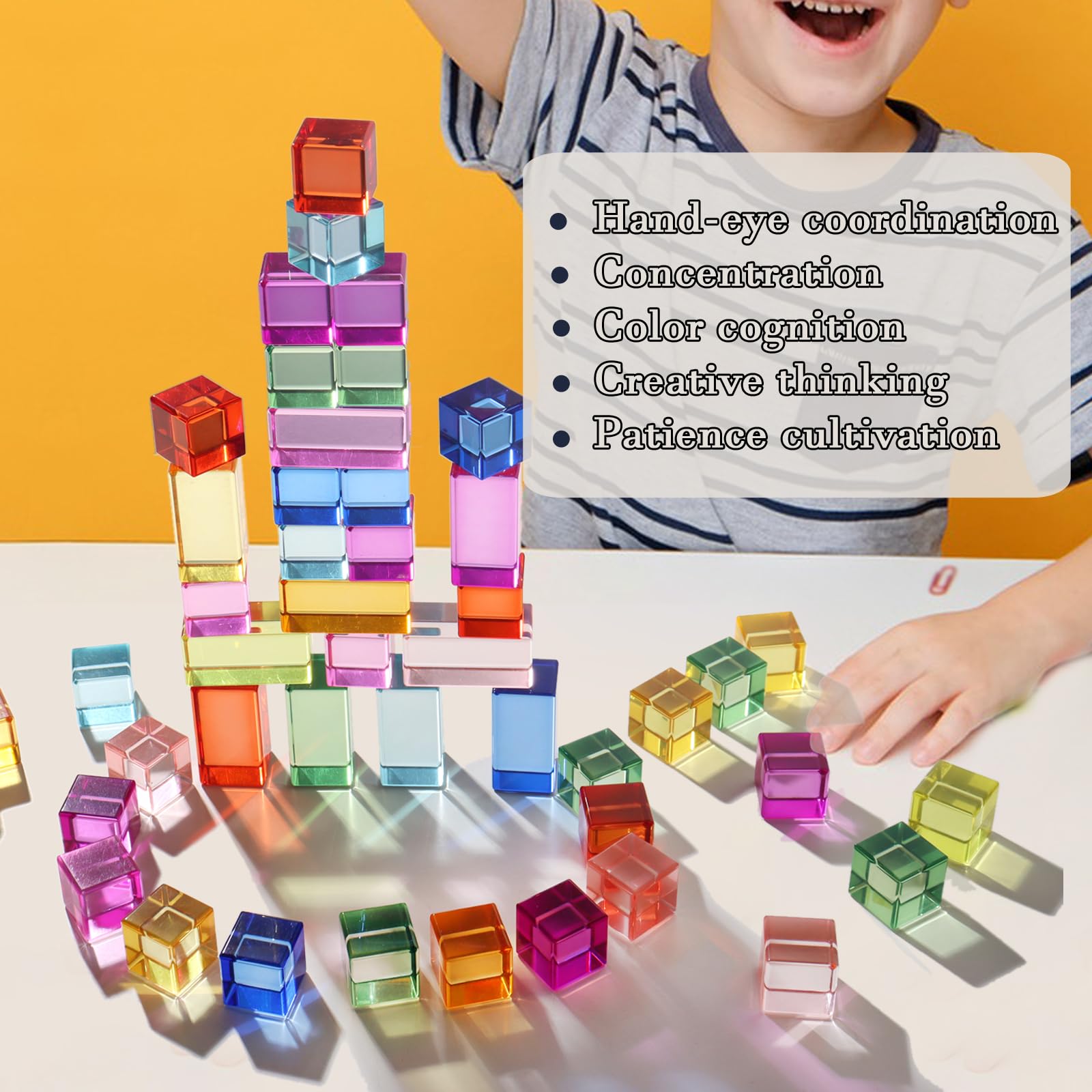 Dinhon Rainbow Gem Blocks safe toddler toys with rounded edges