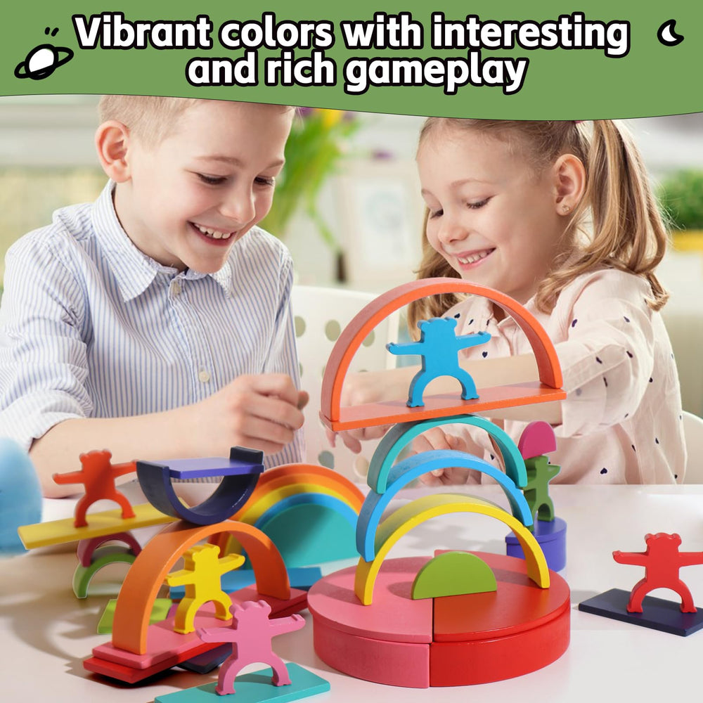 Dinhon rainbow rectangular blocks support fine motor skills and sorting.