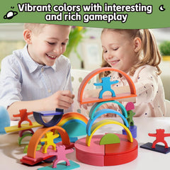 Dinhon rainbow rectangular blocks support fine motor skills and sorting.