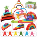 Dinhon rainbow stack set blocks ready for open-ended play and creativity.
