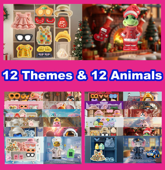 Dino Fun removable stickers collection with outfits for 12 animals, boosting creativity