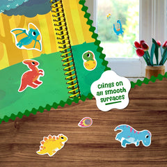 DINO MINI jelly stickers close-up showing reusable, washable texture for mess-free fun.