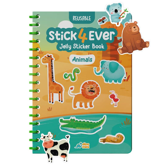 Dino Mini Stick4Ever jelly sticker book cover promotes durable, reusable play for kids