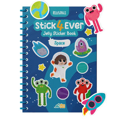 DINO MINI Stick4Ever jelly sticker book cover in space theme for portable travel fun.
