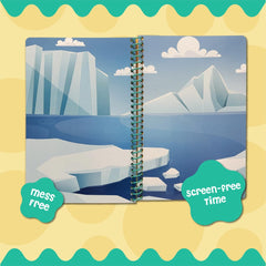 Dino Mini Stick4Ever seven-scene layout offers engaging, hand-drawn play scenes