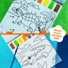 DINO MINI Watercolor Fun Pack child painting a jungle scene on the go