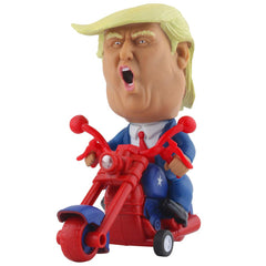 DINOBROS Trump on motorcycle toy is a collectible gag gift for fans.