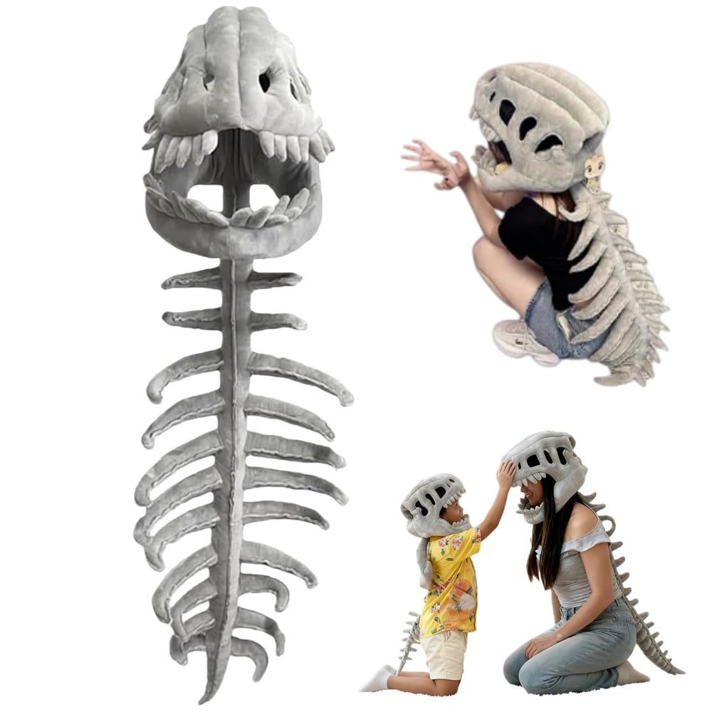 Dinosaur Skeleton Plush Costume skull headpiece for festival-ready look