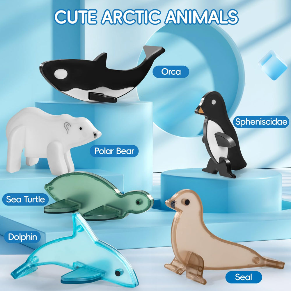 Diophso Arctic Tiles Dolphin figure supports spatial thinking during builds.