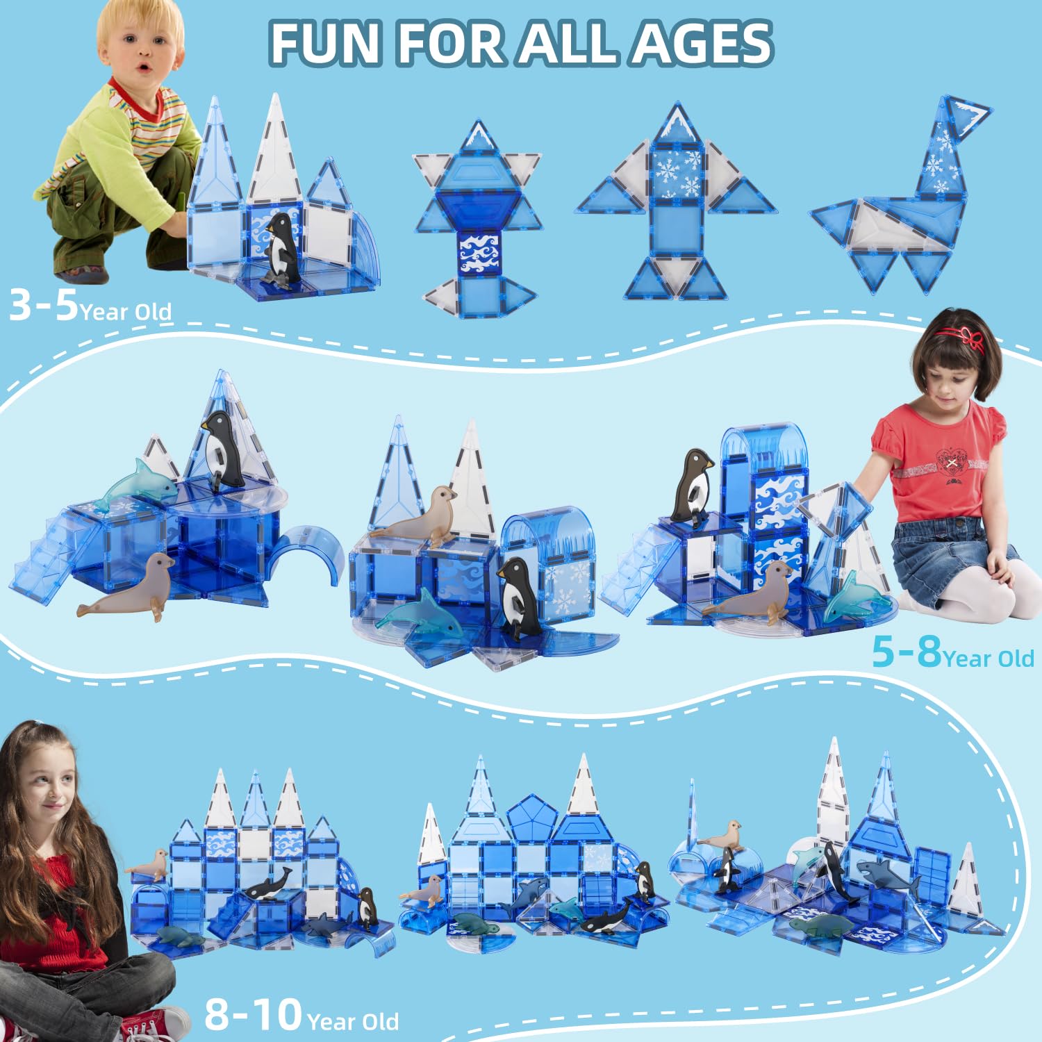 Diophso Arctic Tiles Penguin figure enhances storytelling and social play.