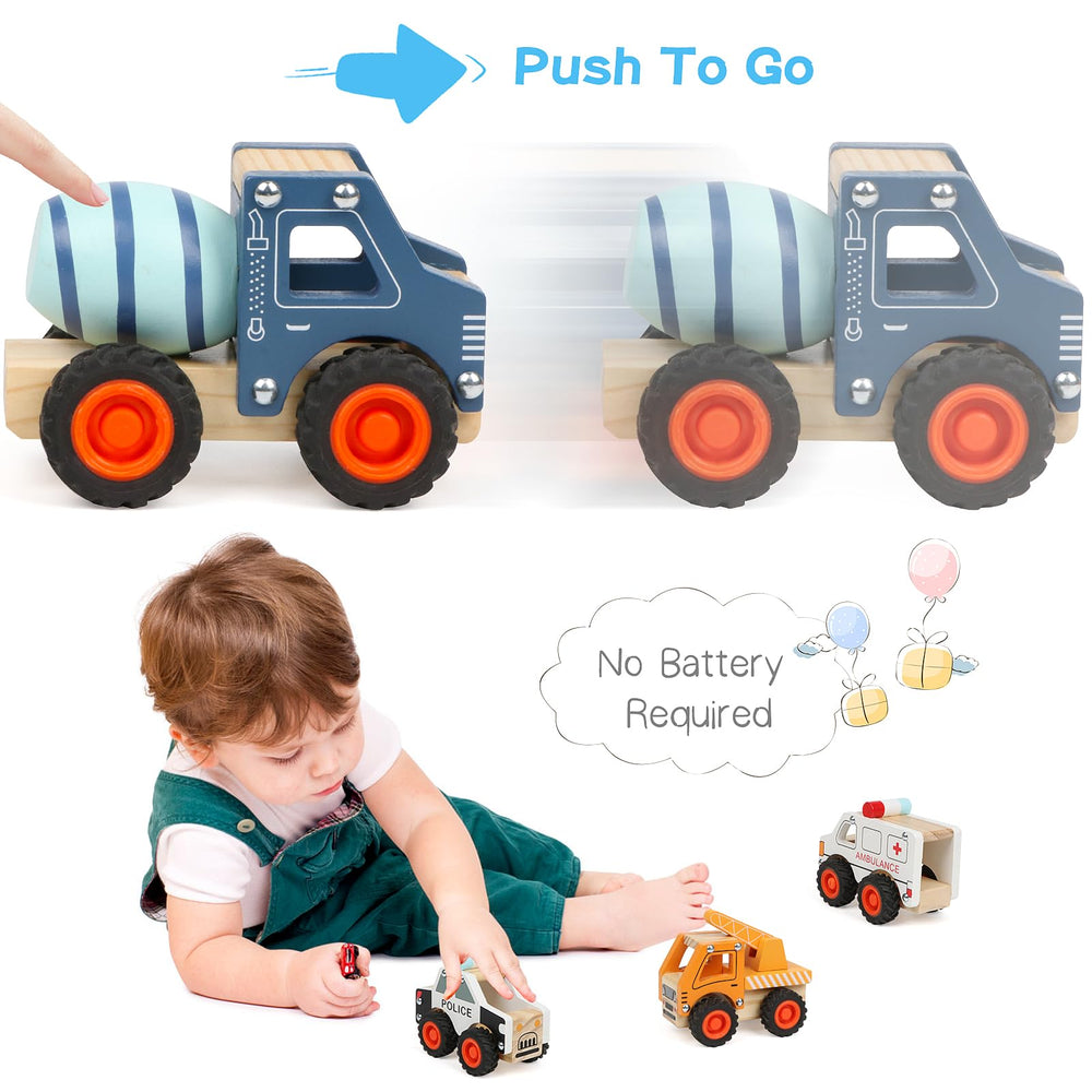 DIPALENT wooden cable car encourages creative storytelling and coordination during push-and-go play.