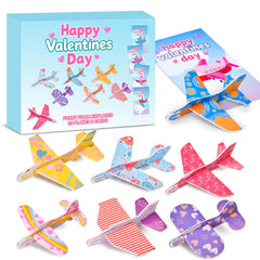 DIRMXRY Valentines foam airplanes and cards front view for classroom fun.