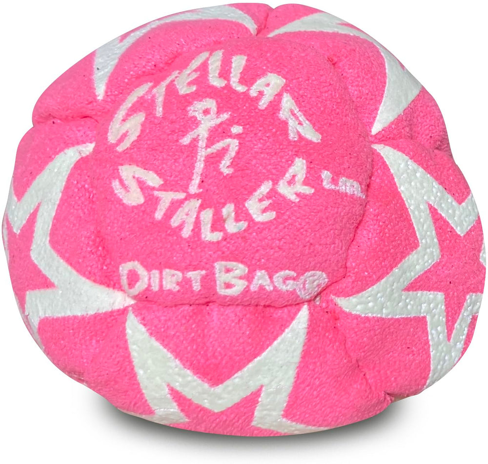 Dirtbag signature carry bag with footbags enables easy transport.