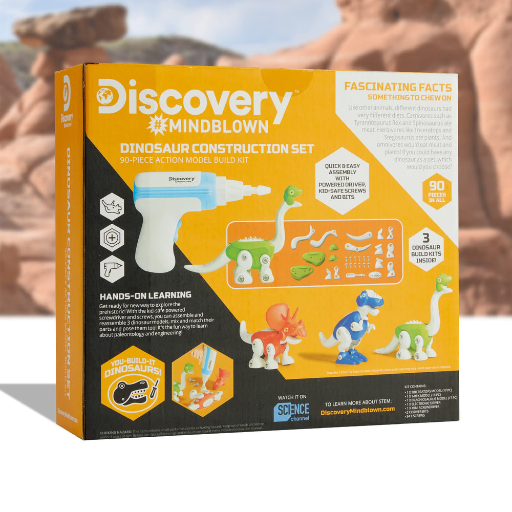 Discovery Dinosaur STEM toy encourages hands on exploration and design.