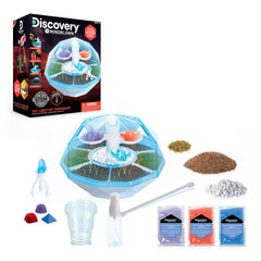 Discovery DIY Light-Up Terrarium glows with crystals, ideal classroom decor and hands-on learning.