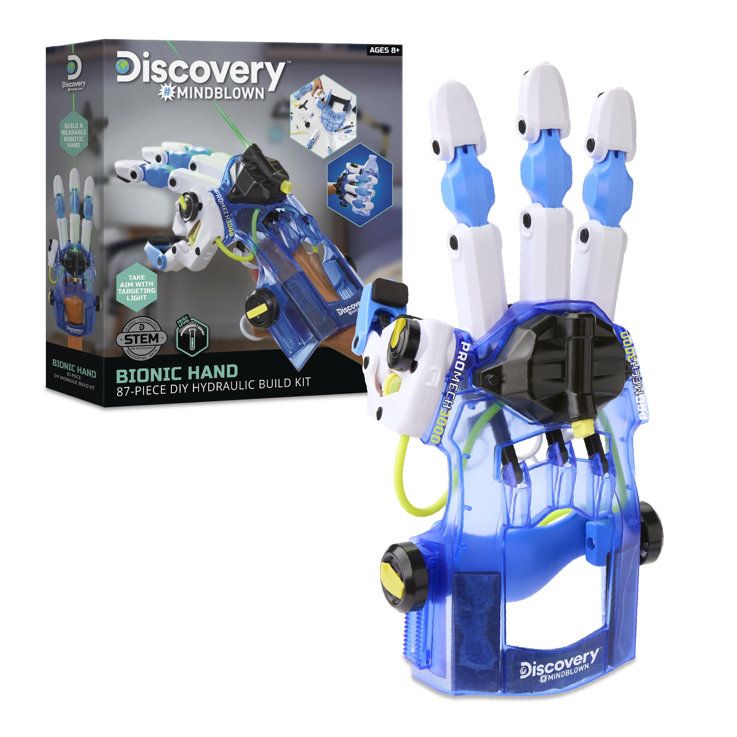 Discovery Kids bionic hand kit during assembly for STEM learning