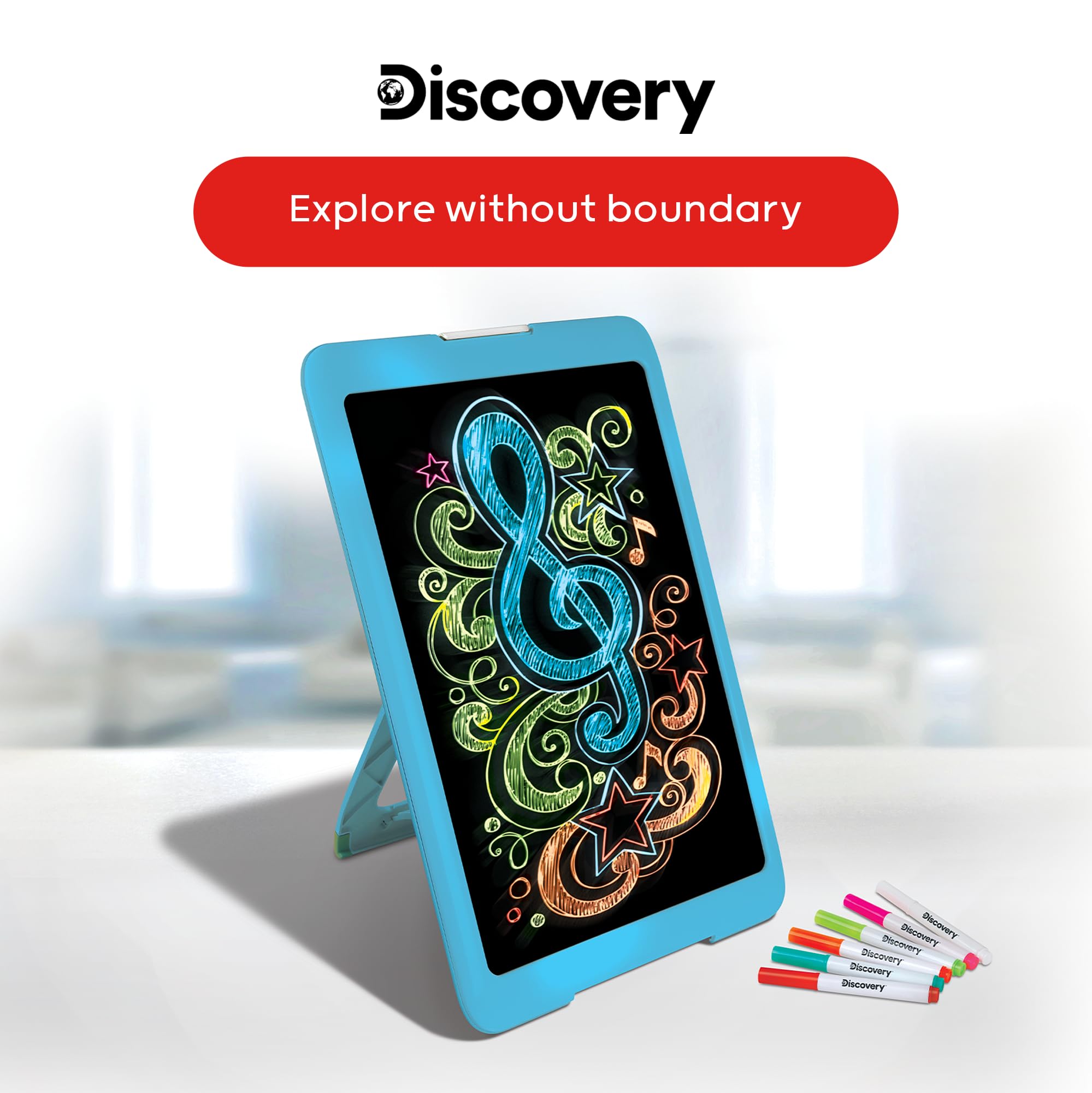Discovery Neon Glow Drawing Easel compact 11x17 size for travel