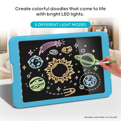 Discovery Neon Glow Drawing Easel stencils guiding animal and star shapes