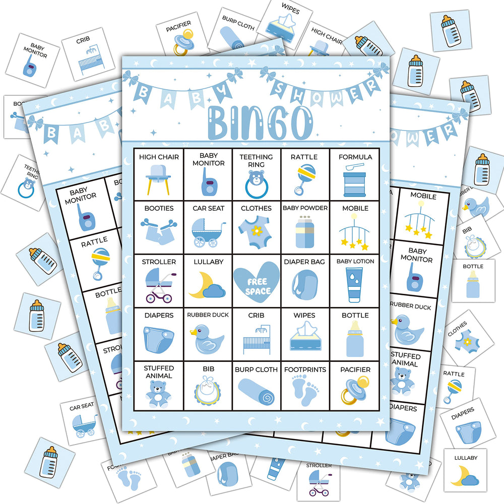 Disfuco Baby Shower Bingo cards 24-pack with clear, readable printing.