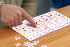 Disfuco Spa Bingo cards measure 5x7 inches on thick cardstock