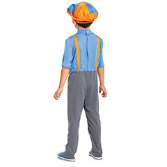 Disguise Blippi costume hat with blue and orange logo for authentic look