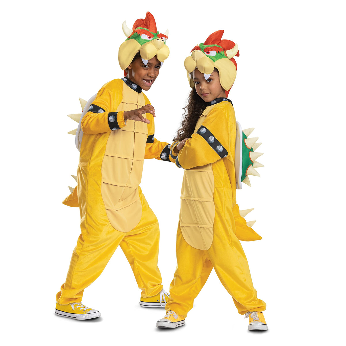 Disguise Bowser costume hooded jumpsuit with realistic scales for immersive dress-up.