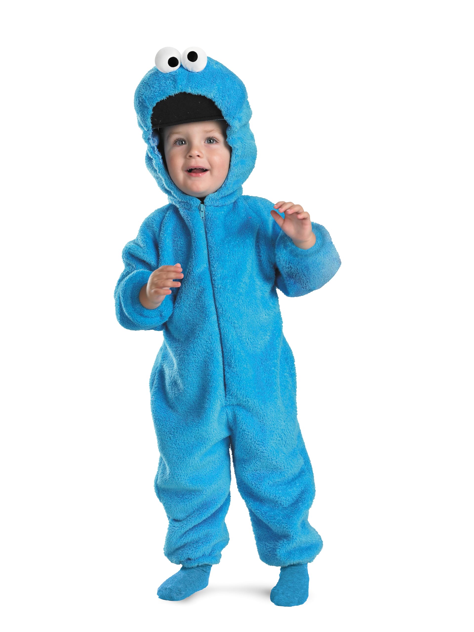 Disguise Cookie Monster DLX plush hood for cozy, imaginative play.