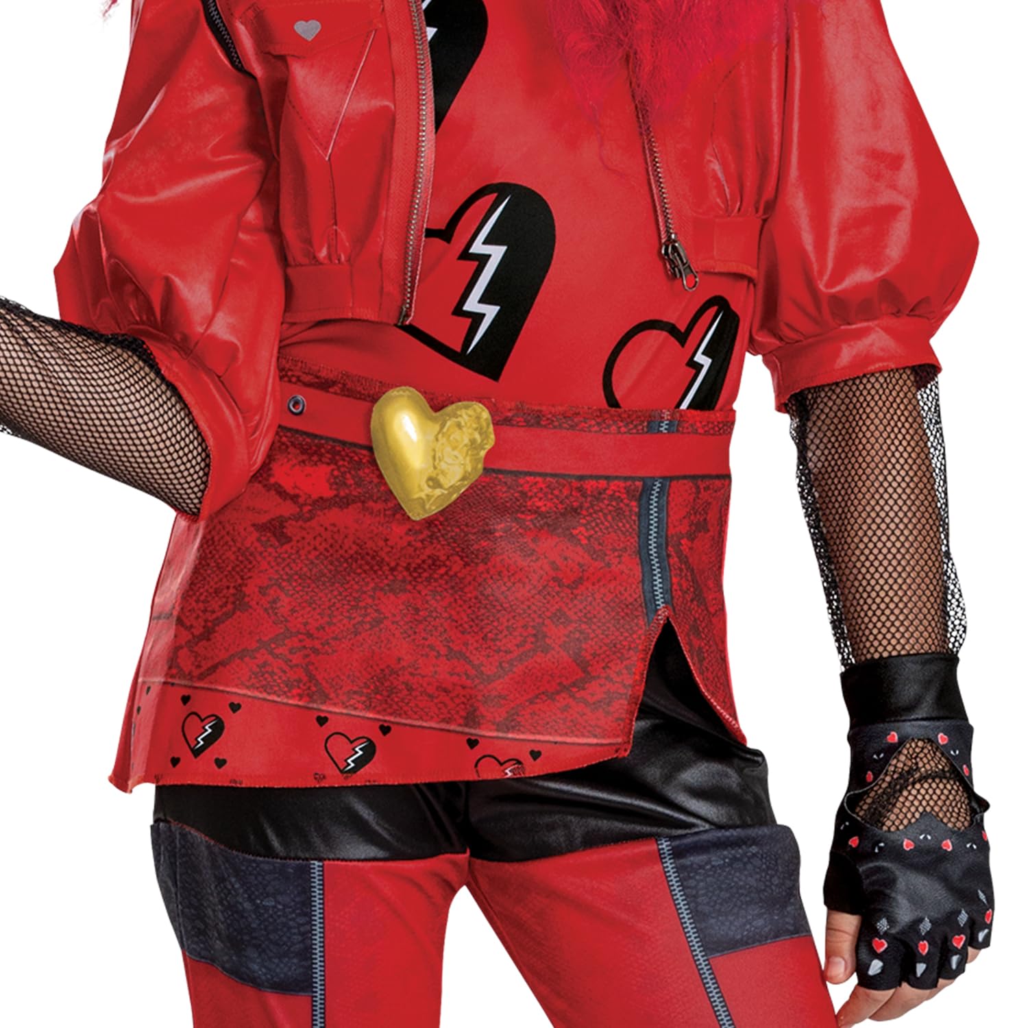 Disguise Descendants Red Deluxe gloves with heart cutout complete the look