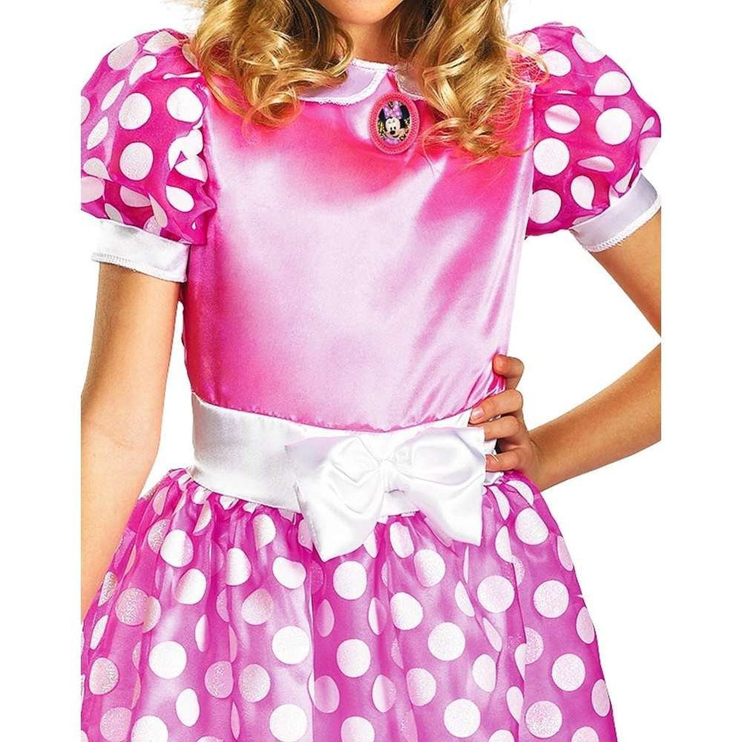 Disguise Minnie Mouse pink dress back view showing polka dots and fit