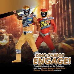 Disguise Gold Ranger kid wearing costume ready for action-packed play