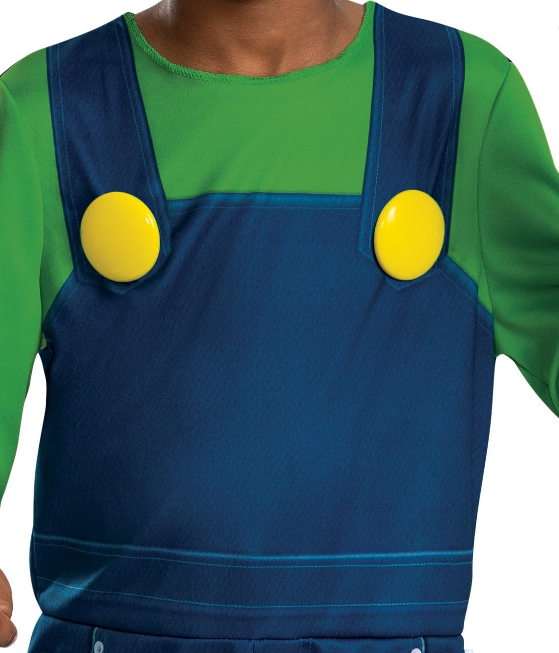 Disguise Luigi Elevated costume faux buttons add authentic detail for a true Luigi look.