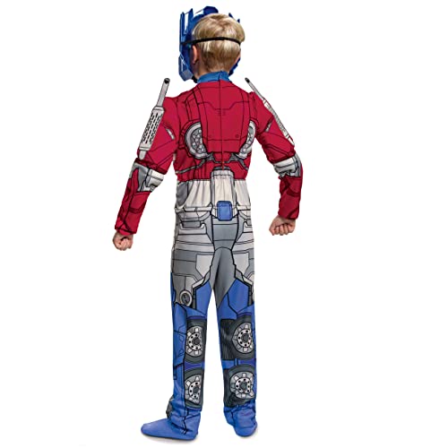 Disguise Optimus Prime muscle costume back view showcasing padded silhouette and authentic look.