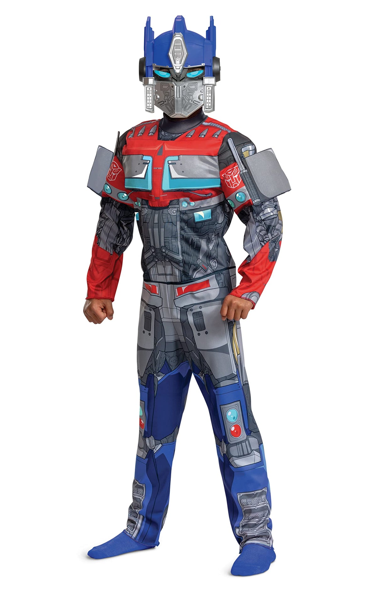Disguise Optimus Prime muscle costume front view with bold armor graphics for play-ready adventures.