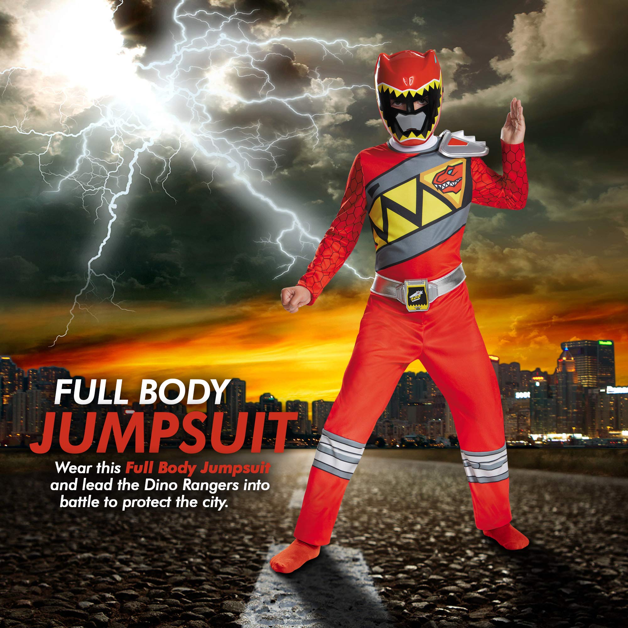 Back view of red ranger costume with muscular silhouette