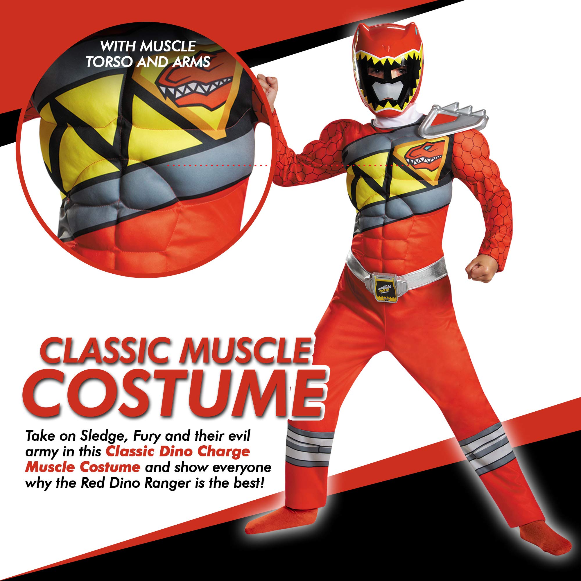 Disguise Red Ranger muscle torso adds authentic look for pretend play