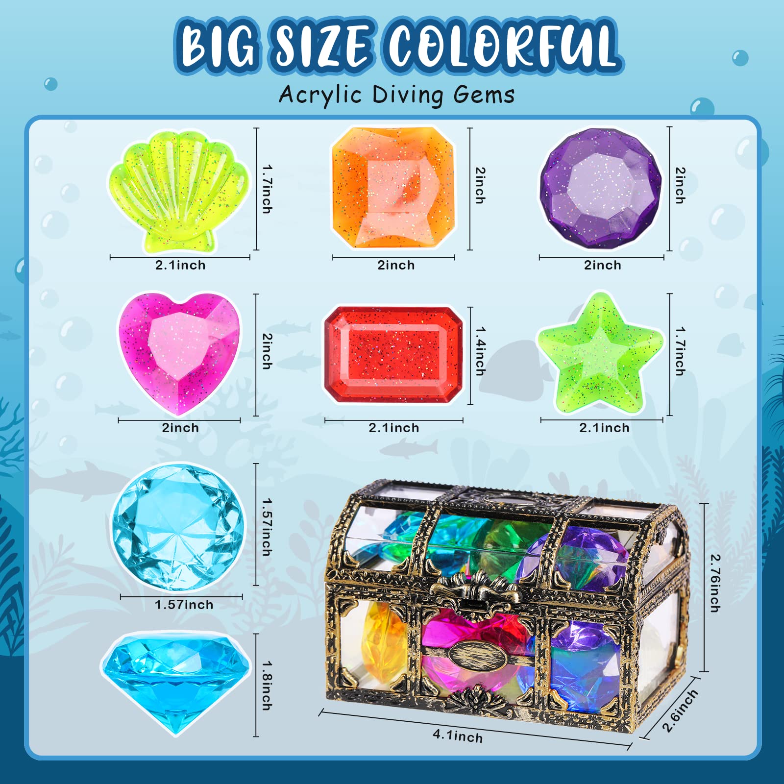 DISHIO Diving Gem colorful acrylic gems sink for engaging underwater searches.
