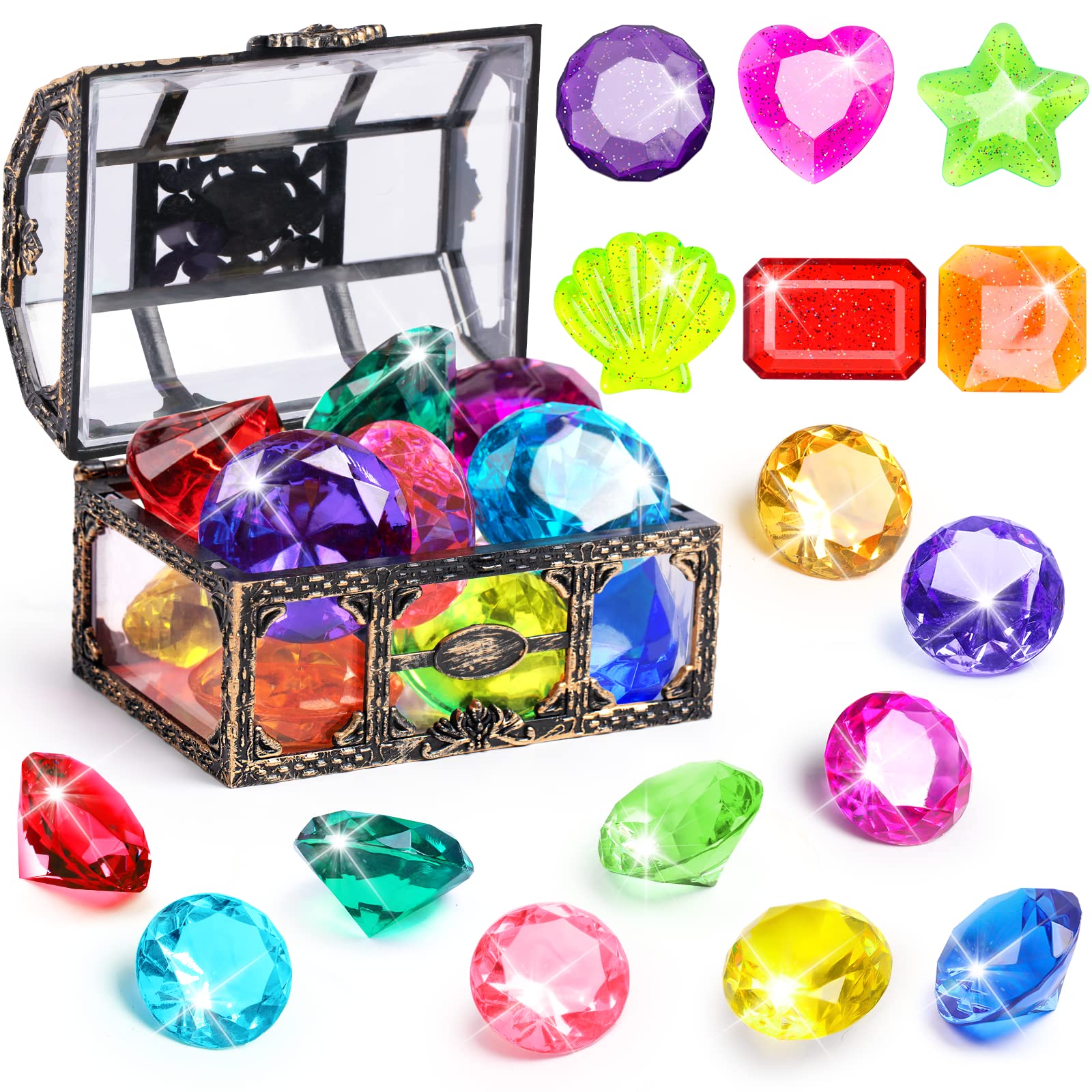 DISHIO Diving Gem treasure chest brightens pool play and invites treasure hunts.