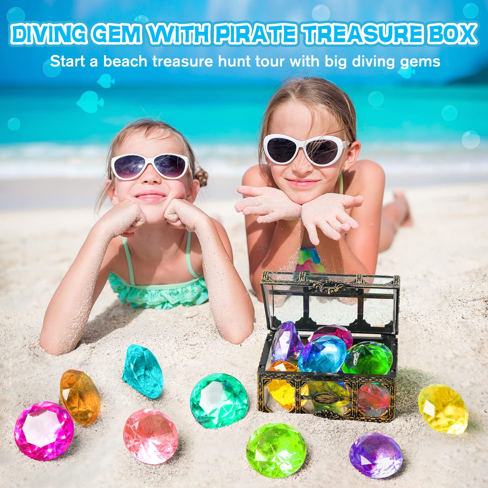 DISHIO kids diving for treasures with colorful gems