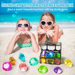 DISHIO kids diving for treasures with colorful gems