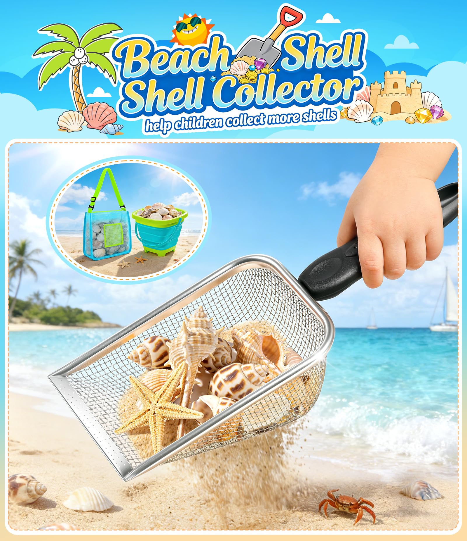DISHIO metal sand sifters for fast, precise treasure filtering at the beach.