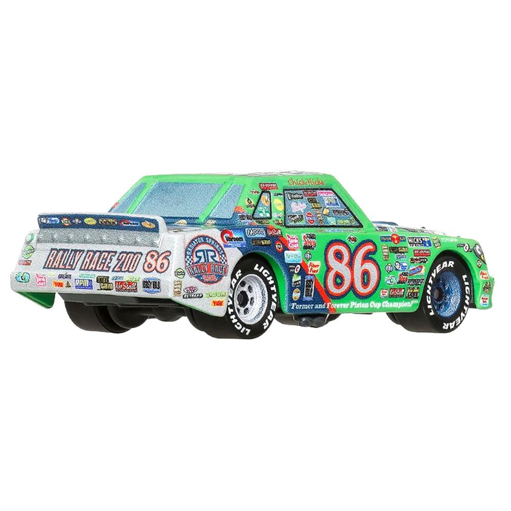 Disney Cars Chick Hicks 1:55 diecast angled detail highlights decals and color.