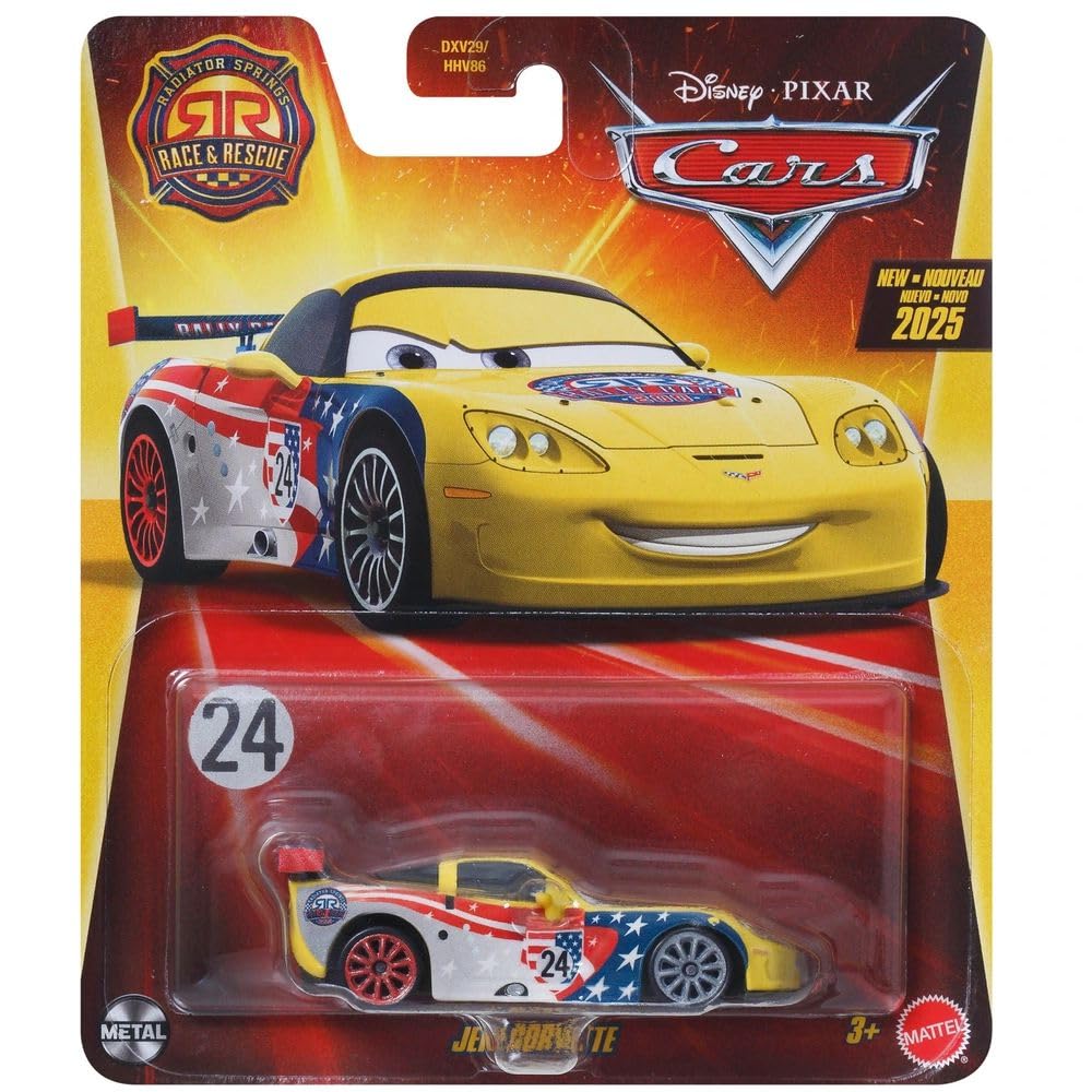 Disney Cars Radiator Springs Rally track scene featuring Jeff Gorvette in action.
