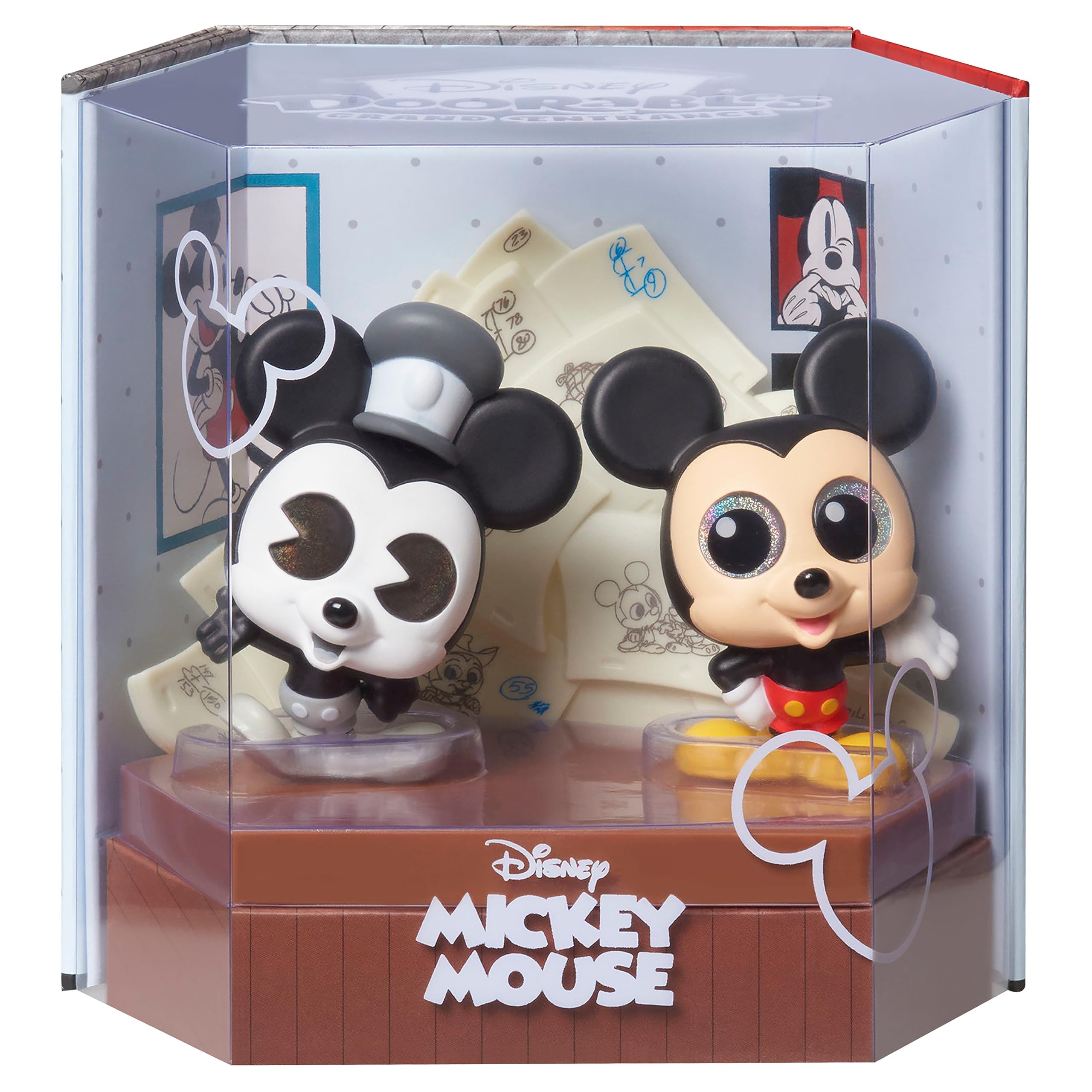 Disney Doorables Grand Entrance historic Mickey sketches inspire a playful scene.