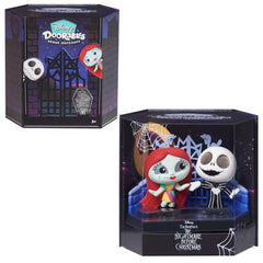 Disney Doorables Grand Entrance Jack and Sally figures displayed stylishly for shelf display.